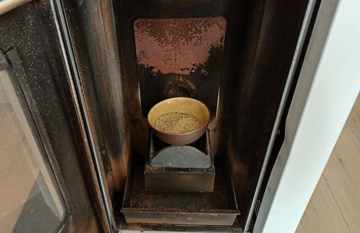 rouille sur poêle granule